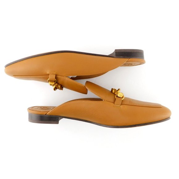 TORY BURCH Brown Tan Seahorse Loafer Mule Flats  9 - Picture 6 of 8
